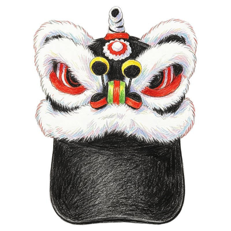 黑色醒狮帽子佛山非遗鸭舌帽