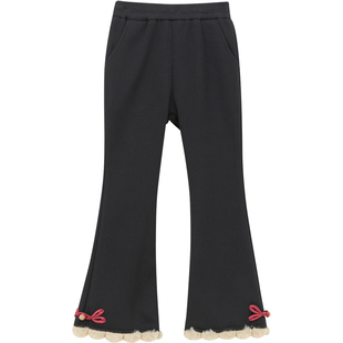 女童加绒喇叭裤2025新款洋气儿童百搭冬季休闲长裤女孩时髦马蹄裤