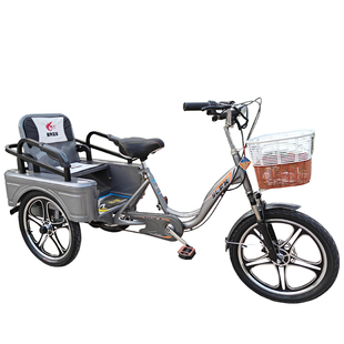 老年脚蹬助力三轮车成人脚踏电动自行车老人代步接送孩子客货二用