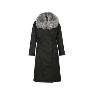 【银色狐毛领派克服】粉蓝衣橱冬装轻奢可拆卸羽绒内胆保暖外套女