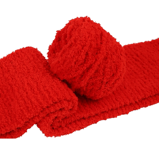 红色围巾毛线手工diy三股珊瑚绒中粗情侣送女友手织围脖自制编织