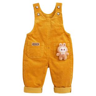 灯芯绒宝宝背带裤男童女童小童春秋季1岁婴幼儿童裤子纯棉可开裆