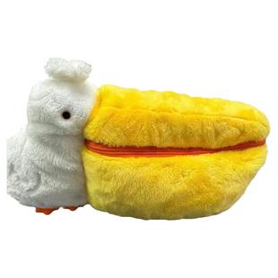 不吃别夹!可爱鹈鹕化妆包女便携毛绒耳机相机杂物收纳包旅行小包