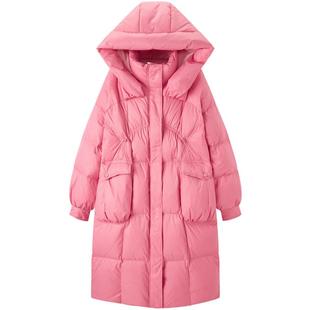 乐町中长款连帽面包羽绒服冬季新款女装韩系软萌加厚保暖外套