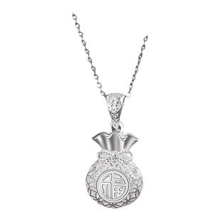 正品足银s999花丝福袋钱袋项链吊坠女纯银平安锁骨链宝宝礼物新款