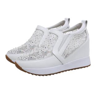 圣恩熙内增高女鞋2025新款女士真皮休闲鞋厚底小白鞋舒适轻便鞋女