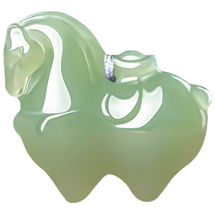 鑫广源天然和田玉生肖马吊坠男女款马到成功玉石项链挂件