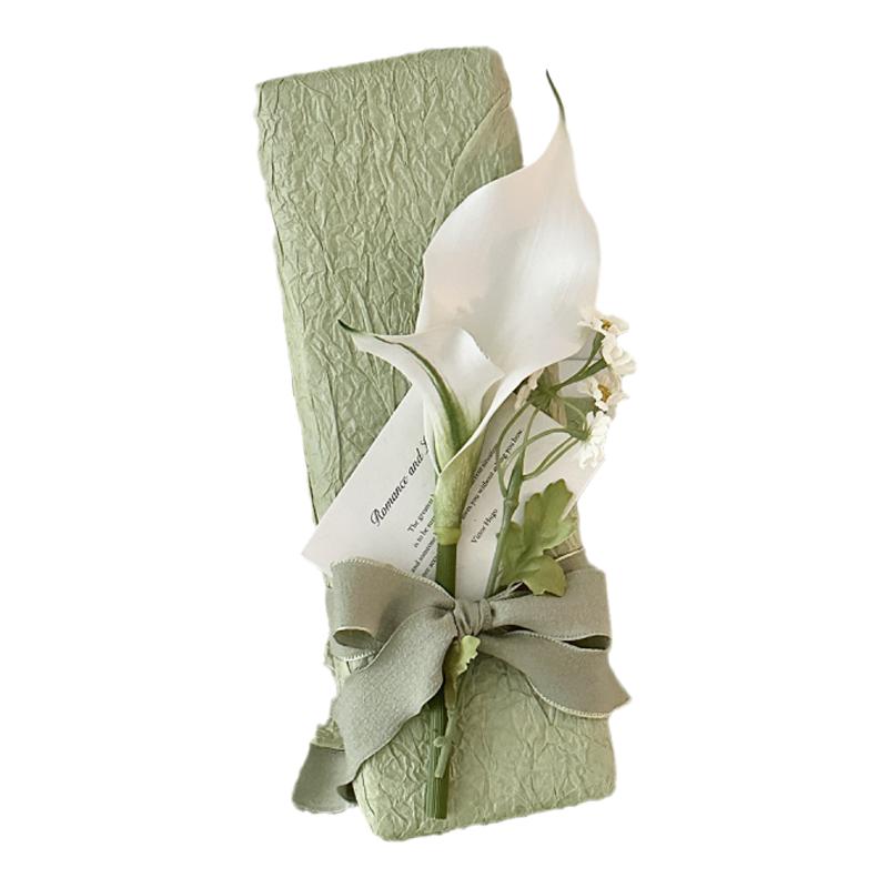 浪漫马蹄莲’绿色褶皱包装石纹纸肌理感鲜花包装花束材料diy礼物