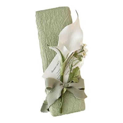 浪漫马蹄莲’绿色褶皱包装石纹纸肌理感鲜花包装花束材料diy礼物