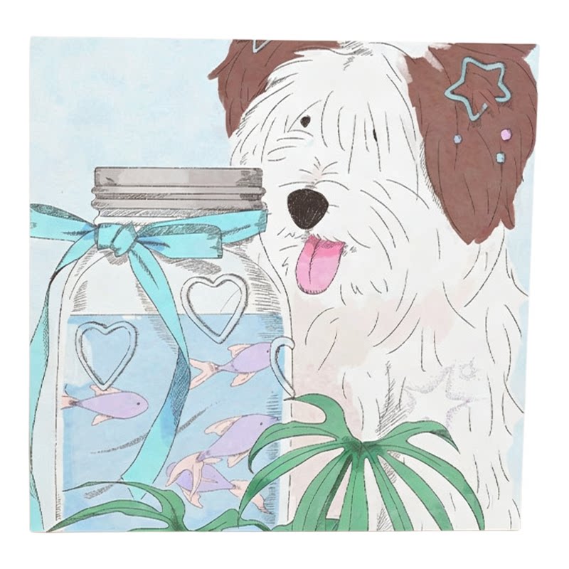 ins风可爱蝴蝶结狗狗DIY数字油画
