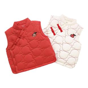 麦拉贝拉婴儿中国风马甲男女宝宝冬季新年红色拜年服