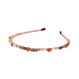 彩色锆石布艺发箍女细巴洛克千金感头箍轻奢风头饰高级感公主发饰