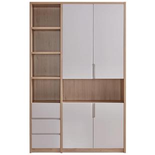 全友家居北欧风靠墙书柜卧室书房家用收纳置物架一体书桌柜子组合