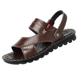 凉鞋男士夏季2025新款休闲沙滩鞋真皮软底防滑外穿两用爸爸凉拖鞋