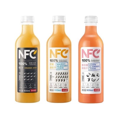 农夫山泉nfc果汁橙汁900ml*12大瓶鲜榨芒果汁番石榴汁儿童饮料