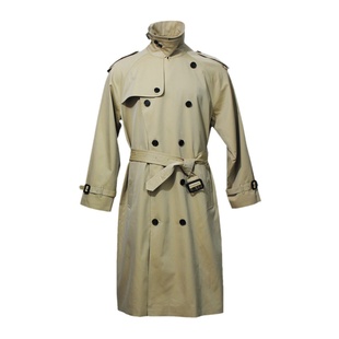 男士战壕风衣外套秋冬英伦加绒保暖中长插肩袖宽松夹棉服大衣薄款