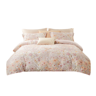 洁玉花间序曲100%棉60S四件套高端清新印花床单被套纯棉床上用品