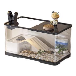 龟缸家用造景全套豪华别墅带晒台盖小巴西鳄龟饲养底部排水生态箱