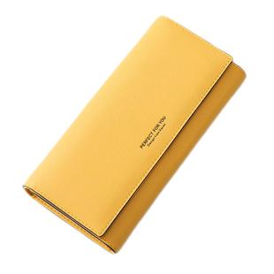 卡包黄色钱包招财百搭2025新款女长款手拿包简约时尚皮夹女式纯色