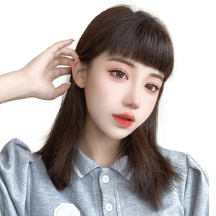 眉上刘海假发女真发假刘海自然前额齐刘海假发片网红隐形刘海头帘