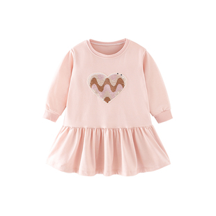 malwee女童长袖连衣裙秋季新款洋气好看小女孩纯棉公主裙儿童裙子