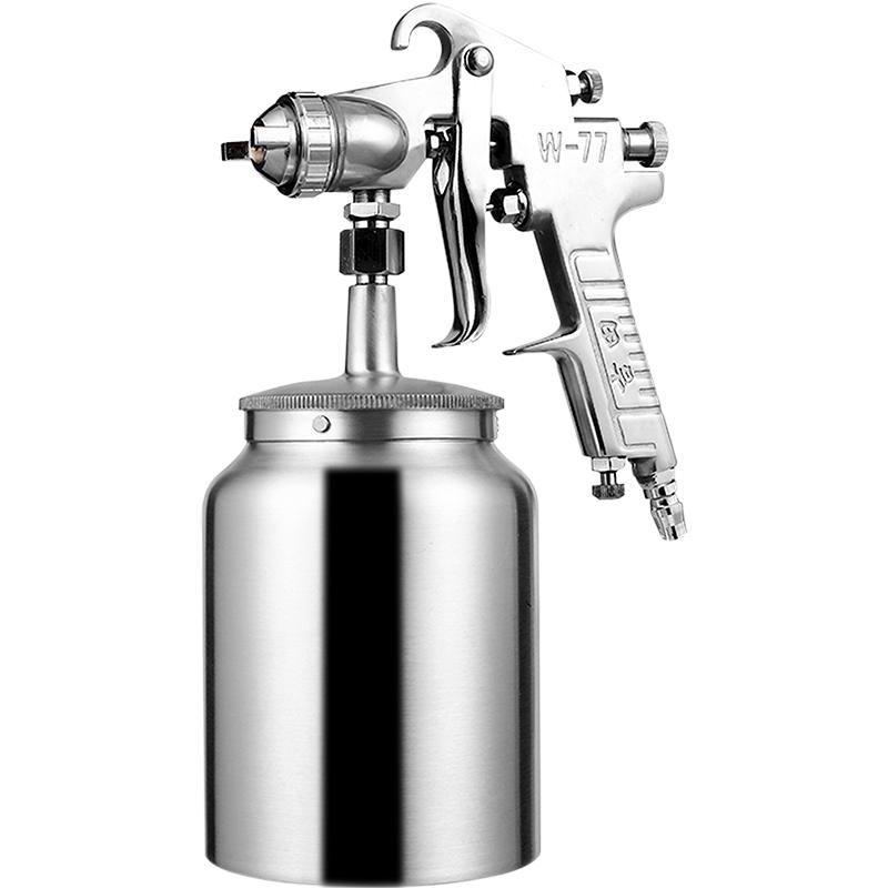吉由汽车油漆喷枪w77家具机械彩钢瓦乳胶油漆下喷壶w71气动喷漆枪