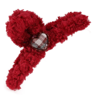 新年红色毛绒抓夹大号发量大发夹女后脑勺高级感盘发鲨鱼夹子头饰