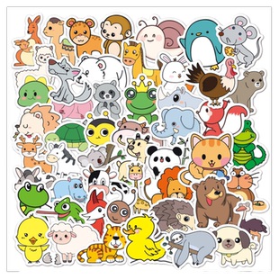 500张森林宝宝卡通动物涂鸦迷你小贴纸儿童生日派对赠送小礼品水杯手机吉他笔记本电脑平板头盔装饰贴画防水