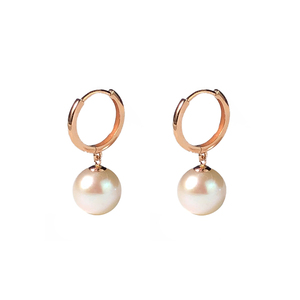 Totorana 18K金天然淡水珍珠圈圈耳环新款耳饰送女友正圆强光