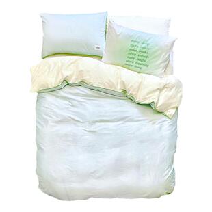 PURLABEL原创设计ins风春夏床上四件套被套绿色拼接款100支全棉