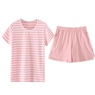 夏季女纯棉莫代尔短袖短裤韩版休闲大码可外穿运动家居服睡衣套装