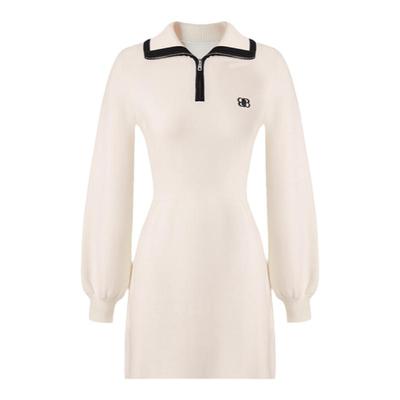 太平鸟女装2024春季新款撞边翻领连衣裙A1FAD4625