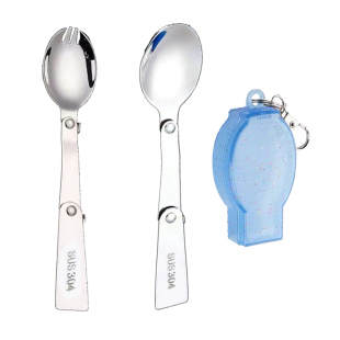 创意304不锈钢折叠勺子 户外旅行 便携餐具 汤匙野炊餐具调羹饭勺