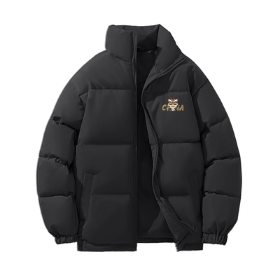 真维斯黑色立领加厚棉衣男款冬季