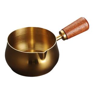 304不锈钢酱料杯西餐酱汁盅牛扒调料杯木柄把手番茄沙拉蘸酱碟子