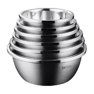 双枪304不锈钢盆和面盆家用厨房加厚打蛋洗菜沥水篮漏盆汤盆铁盆