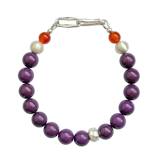 紫气东来/新年首饰8mm紫云母纯银手链国风九紫离火旺人缘茶艺配饰