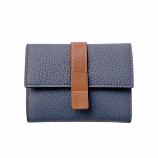 真皮短款钱包女士精致高档2025新款小众设计头层牛皮撞色小零钱包