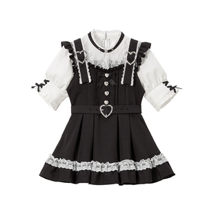梦展望DearMyLove日系心形颈链腰带蕾丝哥特风拼接连衣裙 534142