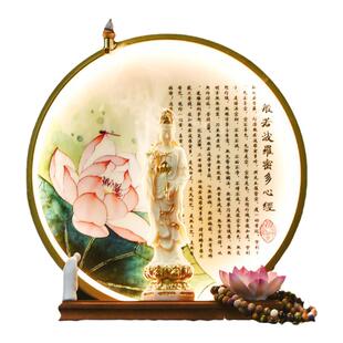 观音菩萨家用客厅供奉观世音佛像背景灯站观音像南海观音禅意摆件
