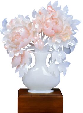 玉石花开富贵办公桌高档装饰品