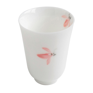 叁旬手绘粉兰闻香杯茶杯主人杯女单杯功夫茶具茶杯高档陶瓷品茗杯