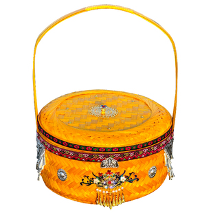 农村老式竹编篮子手提篮苗族编织筐儿童收纳拍照道具装饰礼盒喜庆