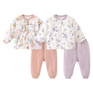 婴幼儿棉服套装冬装女宝宝保暖加厚儿童棉衣棉裤秋冬分体夹棉衣服