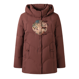 雅鹿羽绒服女短款妈妈装2025冬季新款中老年加厚大码白鸭绒女外套