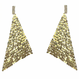 925银针小众设计立体裁剪鱼鳞片长耳环 气质百搭女王名媛宴会耳饰