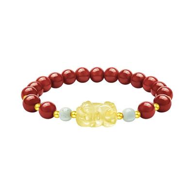 周大生黄金镶玉玛瑙水晶手串女