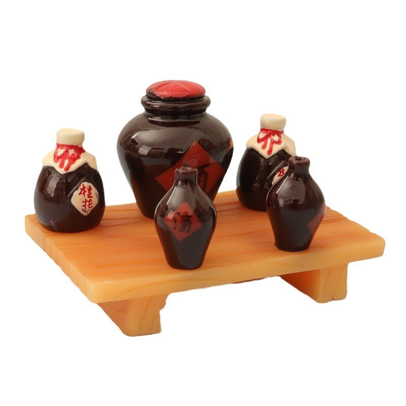 迷你仿真食玩酒坛套装古代女儿红家居/生活场景
