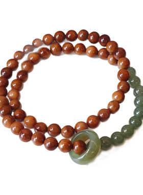 绿檀木手串国风女款盘玩佛珠念珠盘玩木质双层木头文玩檀木手链