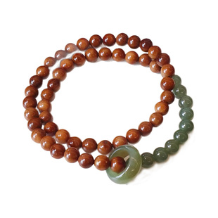 绿檀木手串国风女款盘玩佛珠念珠盘玩木质双层木头文玩檀木手链